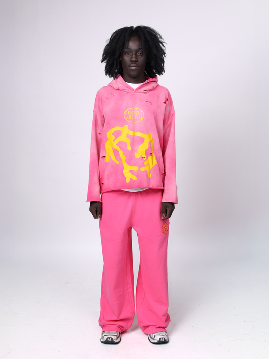 MUCYO PINK OVERSIZED BAGGY HOODIE