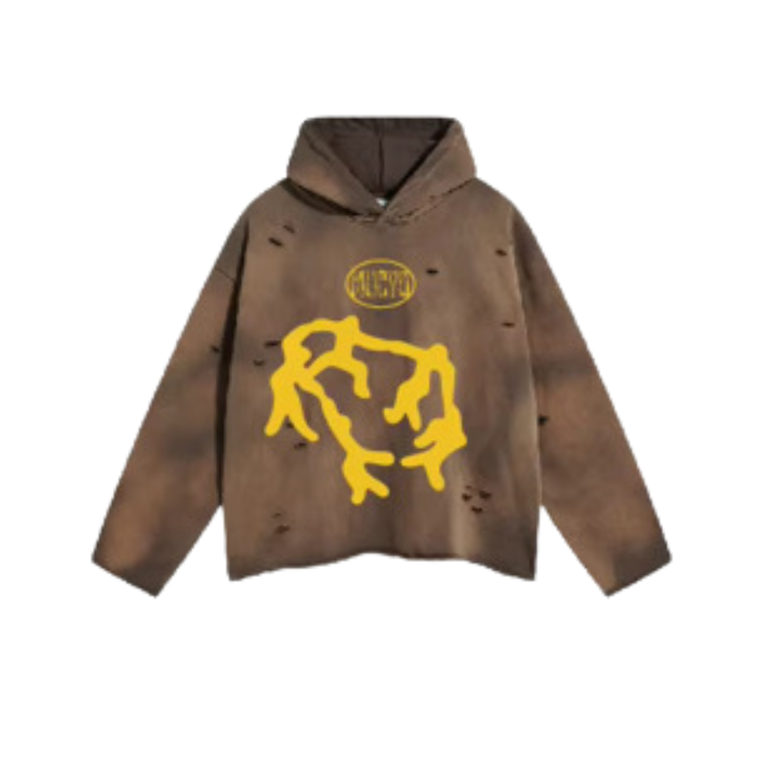 MUCYO BROWN OVERSIZED BAGGY HOODIE