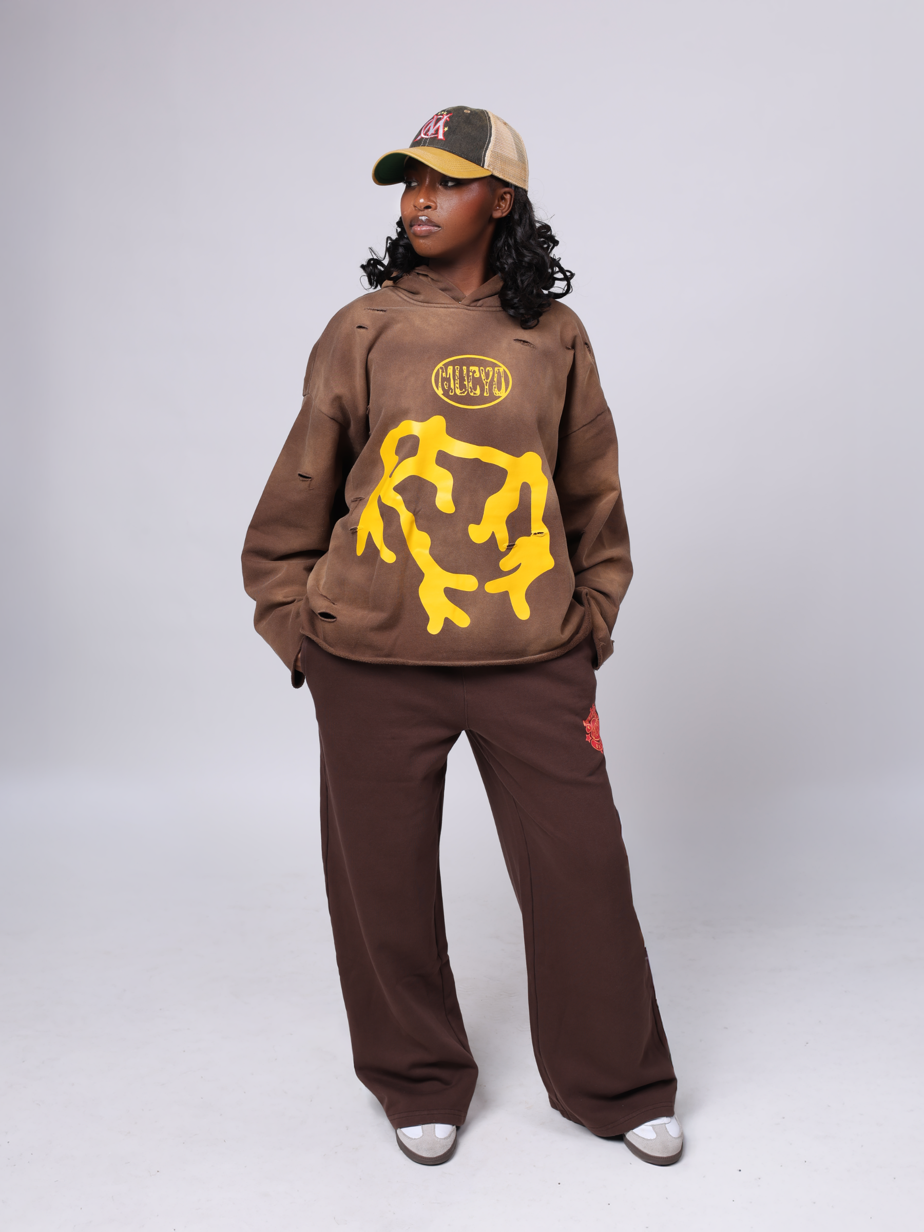 MUCYO BROWN OVERSIZED BAGGY HOODIE