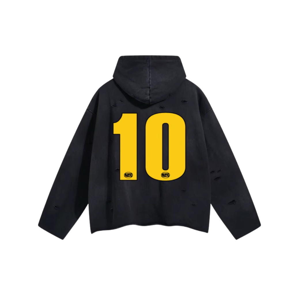 MUCYO BLACK OVERSIZED BAGGY HOODIE