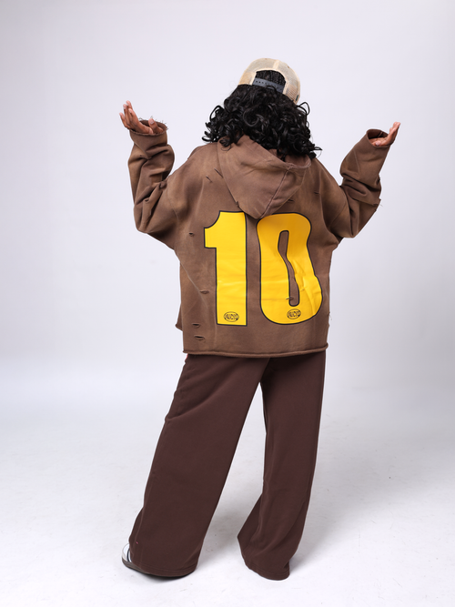 MUCYO BROWN OVERSIZED BAGGY HOODIE