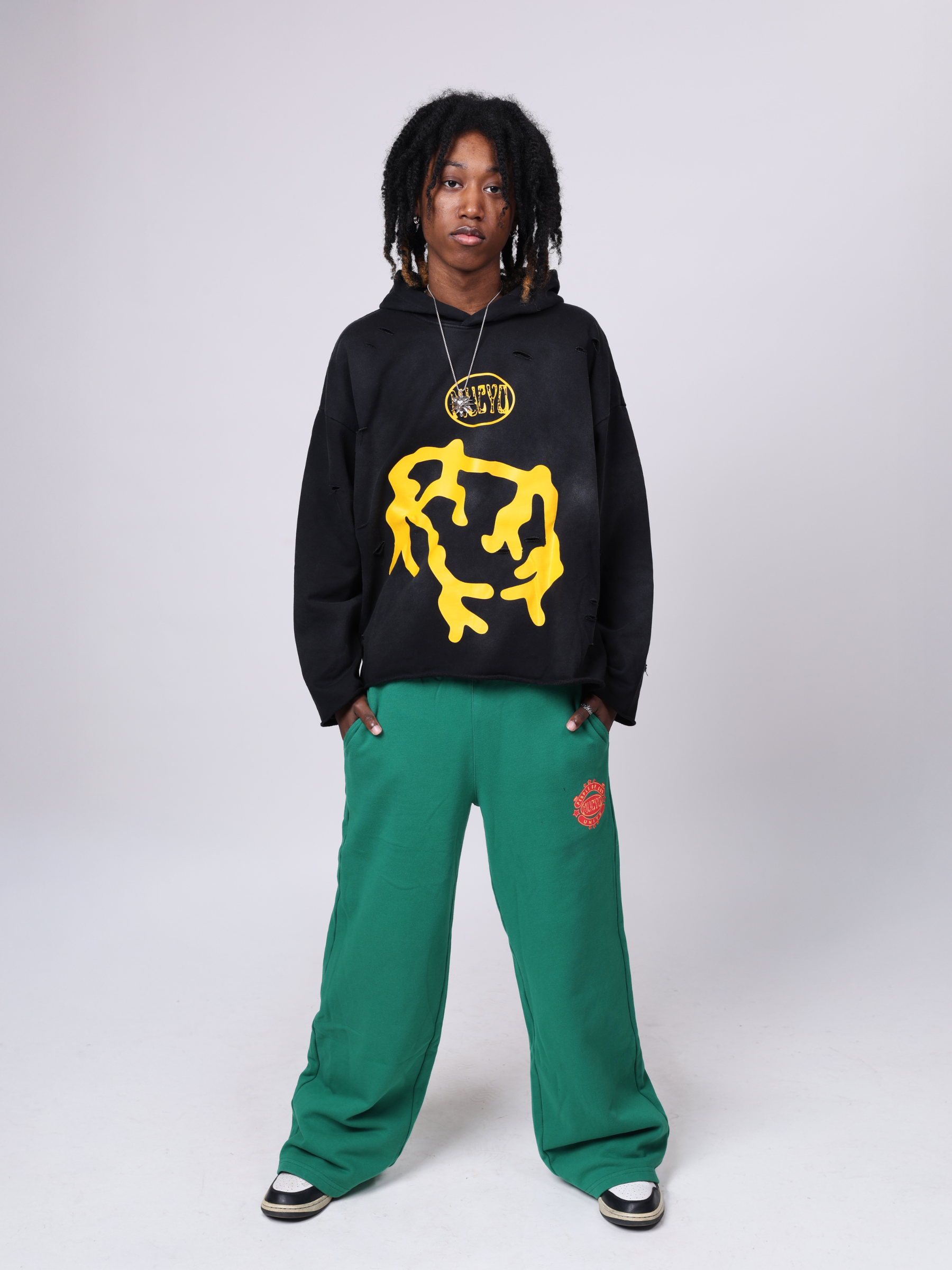 MUCYO GREEN BAGGY SWEATSPANTS