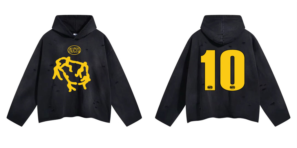 MUCYO BLACK OVERSIZED BAGGY HOODIE