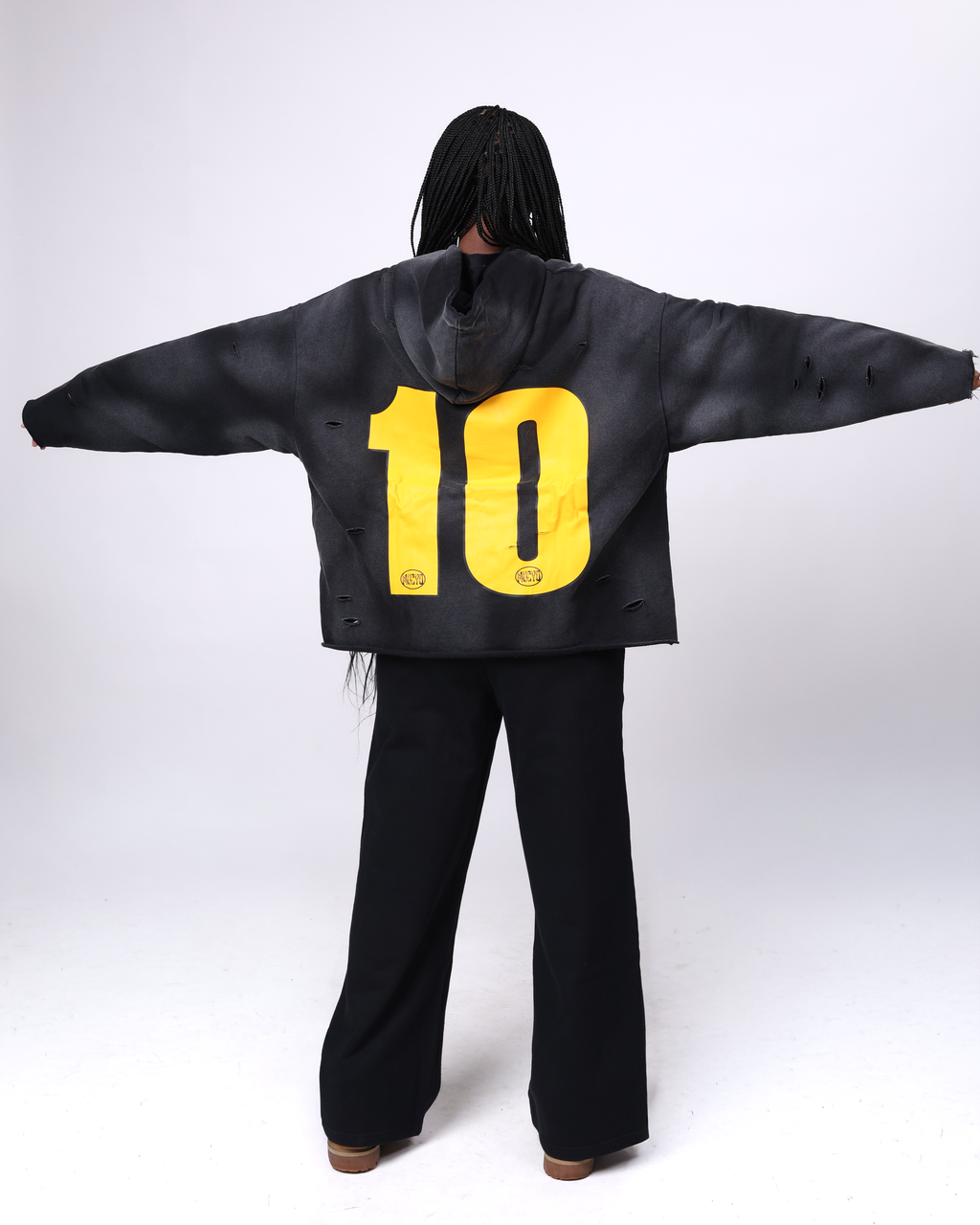 MUCYO BLACK OVERSIZED BAGGY HOODIE