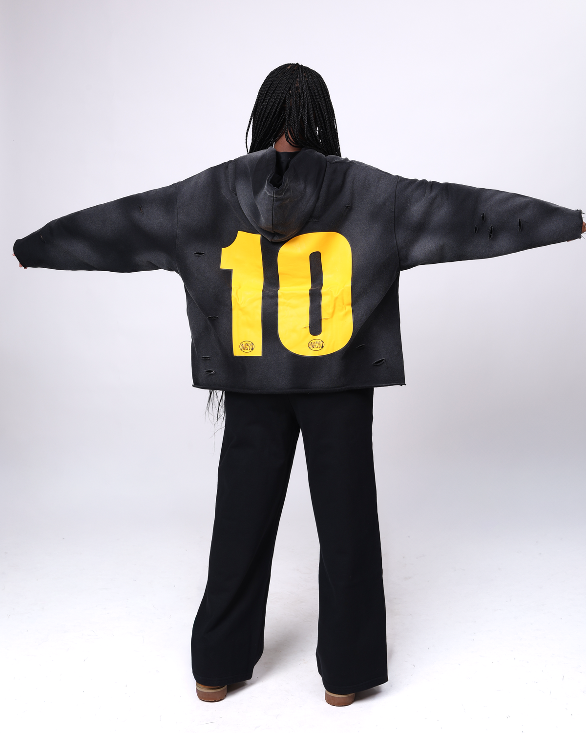 MUCYO BLACK OVERSIZED BAGGY HOODIE